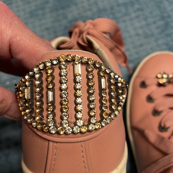 Coach C101 sneakers, Peony pink with Crystal bow and Crystal accents on back. 9 - Picture 4 of 8